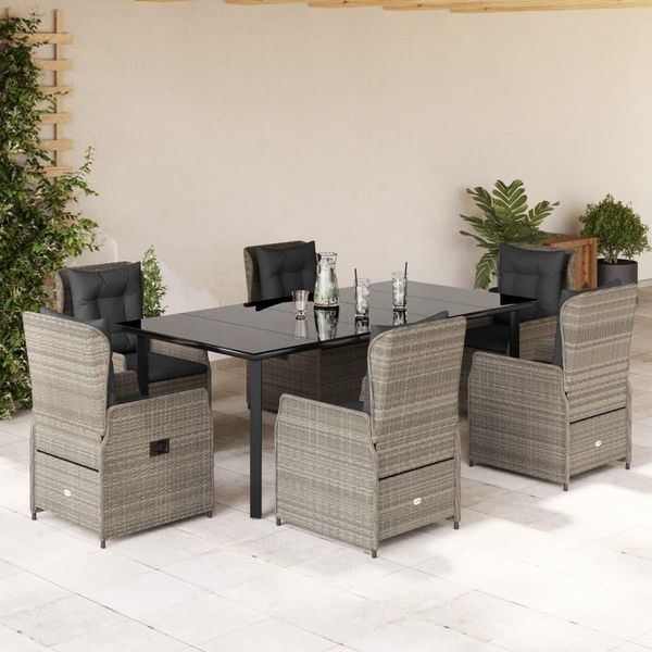 Set Di Mobili Da Giardino Set Di Mobili Da Balcone 7 Pezzi Con Cuscini In Poly Rattan Grigio Chiaro - GartenmöBelgarnituren MöBel2025 CHY2335718 5Parcel-image