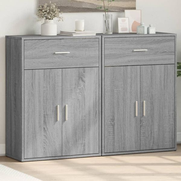 Maison Exclusive - Credenze 2 Pz Grigio Sonoma 60X30X84 Cm In Legno Multistrato-image