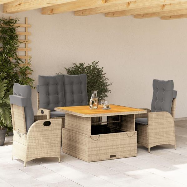 Pratico Set Di Mobili Da Giardino Set Di Mobili Da Balcone Set Da Pranzo Da Giardino 4 Pezzi Con Cuscini Beige Poly Rattan - Set Di Mobili Da Giardino ,Mobili Di Design 3858636 3Parcel-image