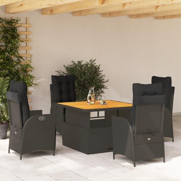 Design New Garden Furniture Set Mobili Da Balcone Set 5 Pezzi Da Pranzo Con Cuscini In Poly Rattan Nero - GartenmöBelgarnituren MöBel2025 CHY9571686 3Parcel-image