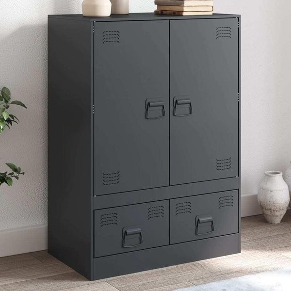 Stabli MöBel Vetrinetta A Ripiani Alti Antracite 67X39X95 Cm Acciaio - Cassettiere CC7052227 1Pacco-image