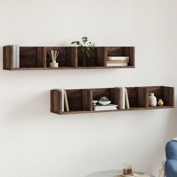 Best MöBel Armadi A Muro 2 Pz. Marrone Effetto Rovere 99X18X16,5 Cm - Mensole A Muro CL6339758 1Pacco-image
