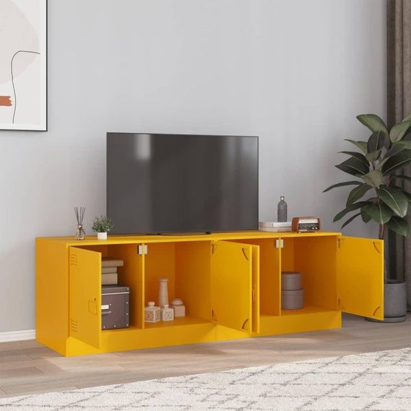 Mobili Tv In Stile Elegante 2 Pezzi Giallo Senape 67X39X44 Cm In Acciaio - Mobili Tv Hommie4581100 1Pacco-image