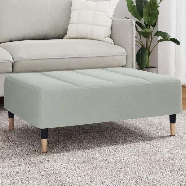Best MöBel Sgabello Grigio Chiaro 77X55X31 Cm In Velluto - Pouf CL5336302 1Pacco-image