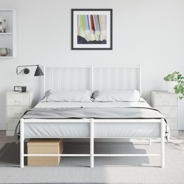 Maison Exclusive - Comodini 2 Pz. Bianco 34,5X39X62 Cm Acciaio-image