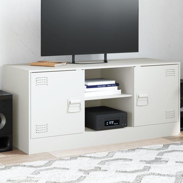 Maison Exclusive - Mobile Tv Bianco 99X39X44 Cm Acciaio-image