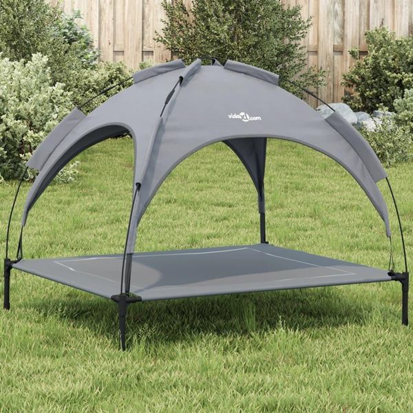 Lettino Per Cani Di Design Con Tetto In Tessuto Oxford Antracite E Acciaio - Lettini Per Cani 2025 New6614939 1Parcel-image