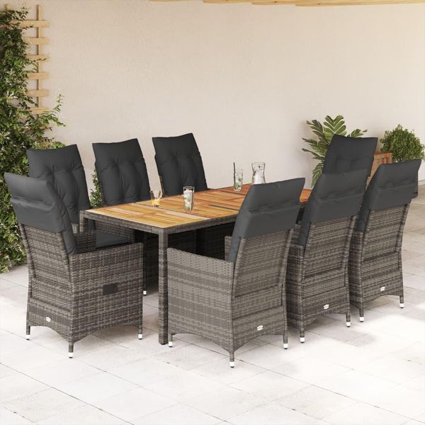 Stabli MöBel Set Di Mobili Da Giardino Set Di Mobili Da Balcone Set Da Pranzo Da Giardino 9 Pezzi Con Cuscini Grigio Poly Rattan - Set Di Mobili Da Giardino CC2799531 5Parcel-image