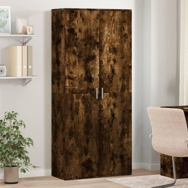 Maison Exclusive - Credenza Rovere Fumo 80X35X180 Cm In Legno Multistrato-image