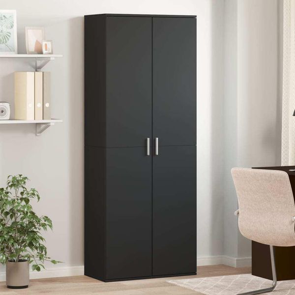 Bei Cloris Vetrinetta Credenza Nero 70X35X180 Cm Materiale A Base Di Legno - Cassettiere Nuovo2787836 2Parti-image