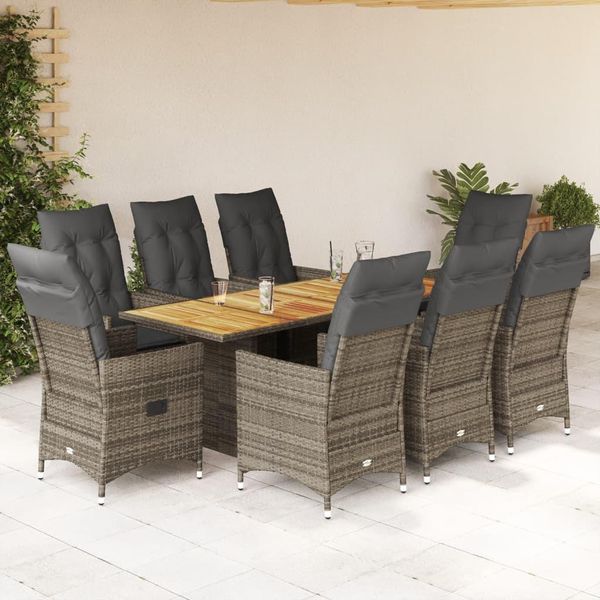 2025 Set Di Mobili Da Giardino Moderni Set Di Mobili Da Balcone Set Da Pranzo Da Giardino 9 Pezzi Con Cuscini Grey Poly Rattan - Set Di Mobili Da Giardino,Design 6685932 5Parcel-image