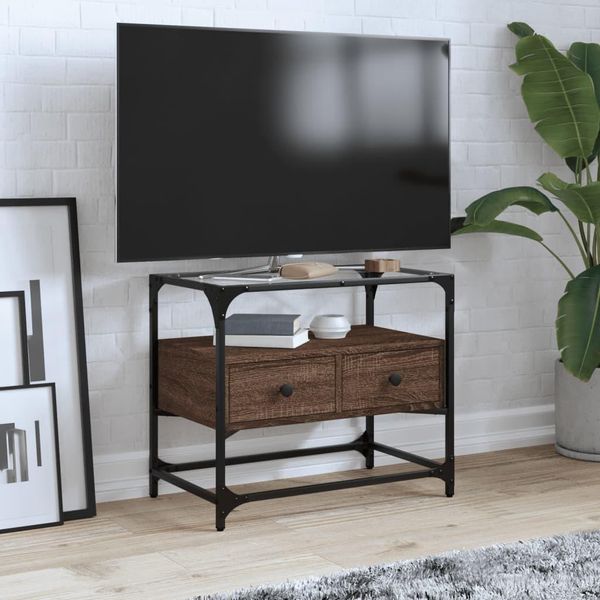 Best MöBel Mobile Tv Con Piano In Vetro Rovere Marrone 60X35X51 Cm Materiale Legno - Mobili Tv Cloris New5181622 1Pacco-image