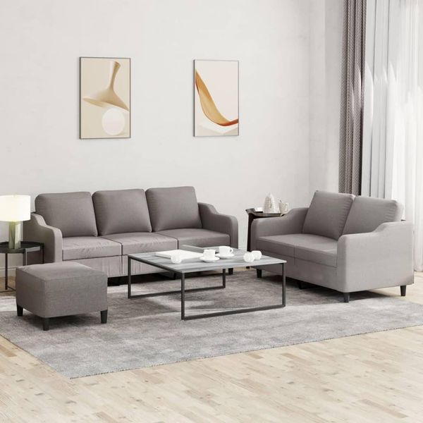 Best MöBel Set Divano 3 Pezzi Con Cuscini Tessuto Taupe - Classic Sofas Cloris New7790357 3Parcel-image
