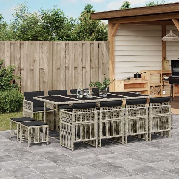 2025 Cloris Set Di Mobili Da Giardino Set Di Mobili Da Balcone 13 Pezzi Set Da Pranzo Da Giardino Con Cuscini Grigio Chiaro Poly Rattan - Set Di Mobili Da Giardino Sale1153126 5Parcel-image