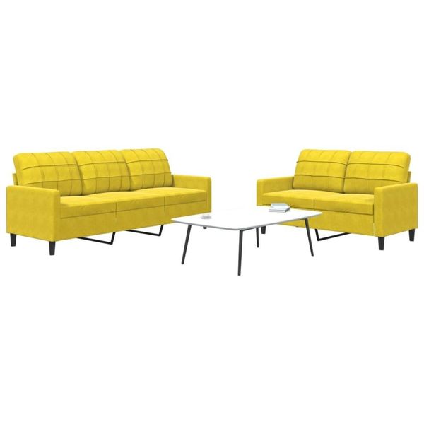 Set Di Divani Durevoli A 2 Pezzi Con Cuscini In Velluto Giallo - Classic Sofas Octo9365375 2Parcel-image