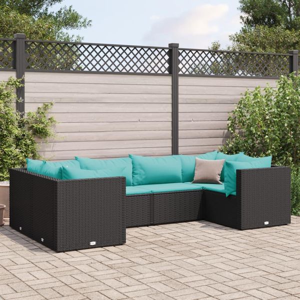 Pratico Set Di Mobili Da Giardino Set Di Mobili Da Balcone Set Di Salotto Da Giardino Da 6 Pezzi Con Cuscini Nero Poly Rattan - Set Di Mobili Da Giardino ,Mobili Di Design 5348239 2Parcel-image