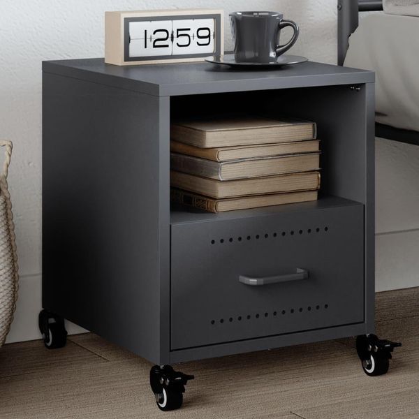 2025 Comodino Moderno Antracite 36X39X43,5 Cm Acciaio - Comodini E Armadi,Design 8426915 1Pacco-image