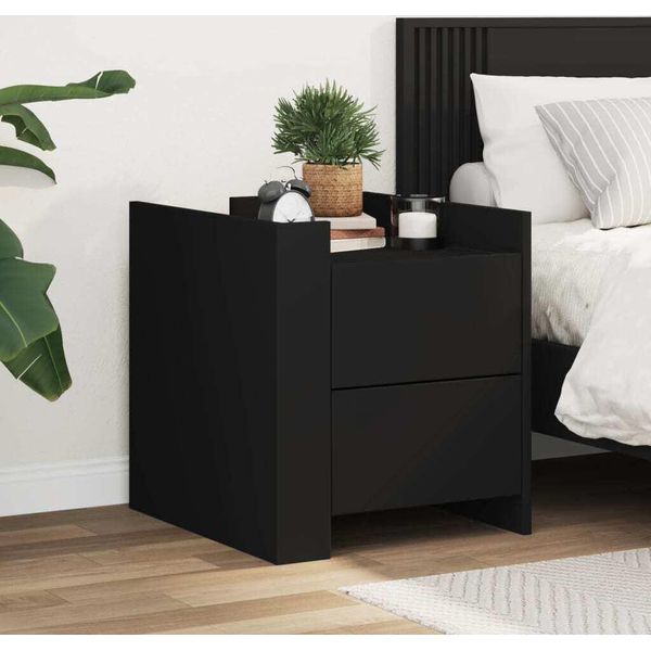 Maison Exclusive - Comodino Nero 45X50X50 Cm Materiale Ligneo-image