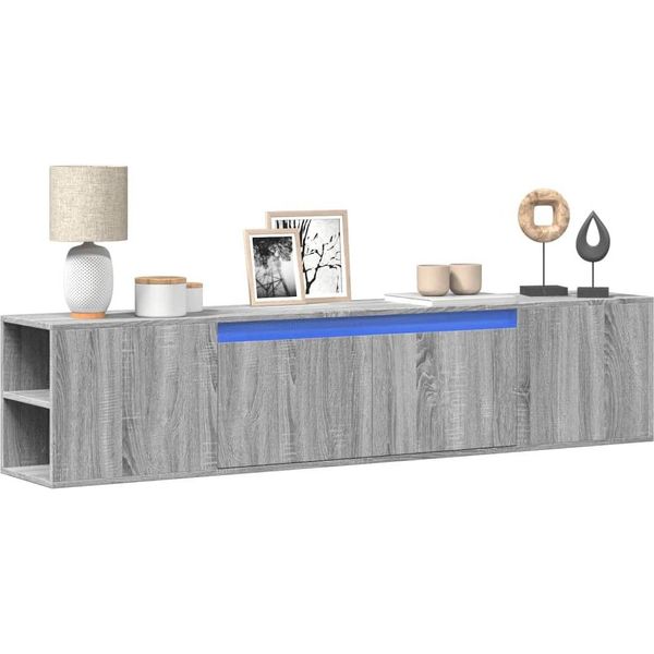 Mobile Tv A Parete In Stile Elegante Con Illuminazione A Led Grigio Sonoma 180X31X39,5 Cm - Mobili Tv Hommie2320996 2Parcel-image
