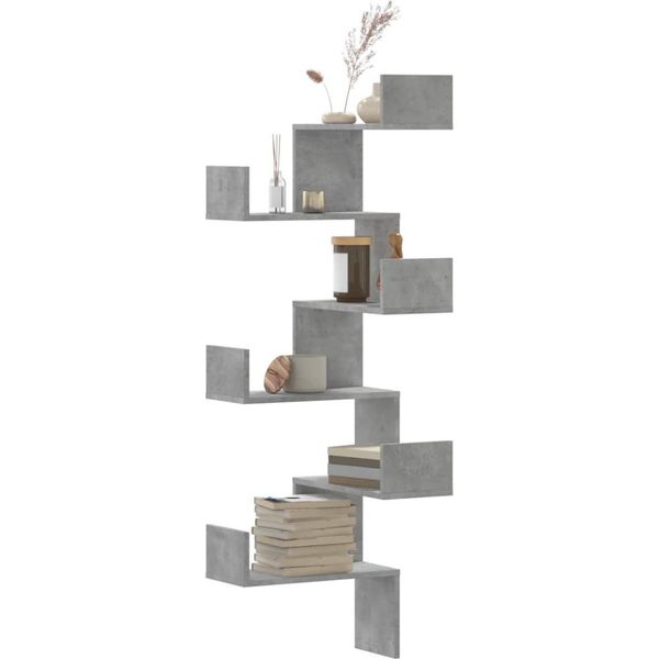 Maison Exclusive - Scaffale Angolare Da Parete Grigio Cemento 45X45X147 Cm Materiale Ligneo-image