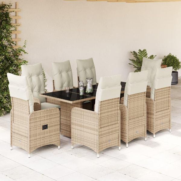 2025 Cloris Set Di Mobili Da Giardino Set Di Mobili Da Balcone Set 9 Pezzi Bistrot Da Giardino Con Cuscini Beige Poly Rattan - Set Di Mobili Da Giardino Sale2321470 5Parcel-image