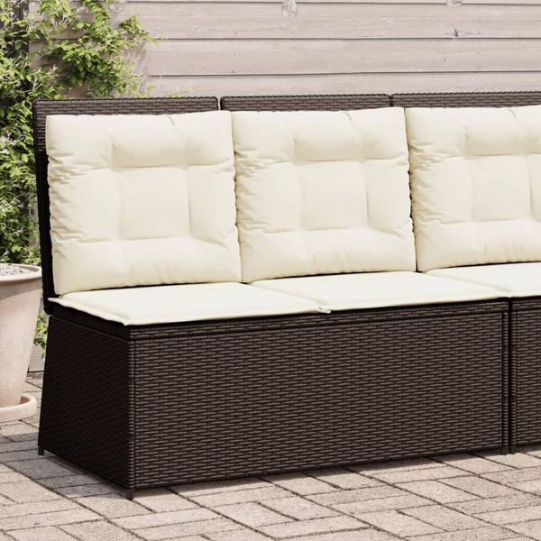 Pratica Panca Da Giardino Regolabile Con Cuscini In Poly Rattan Marrone - Divani Da Giardino ,Mobili Di Design 8718264 1Pacco-image