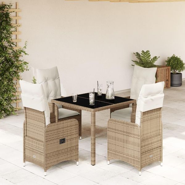 Stabli MöBel Set Di Mobili Da Giardino Set Di Mobili Da Balcone Set Di 5 Pezzi Da Giardino Bistrot Con Cuscini Beige Poly Rattan - Set Di Mobili Da Giardino CC8814724 3Parcel-image