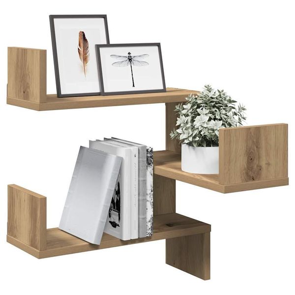 Mensole Angolari Da Parete Design 2 Pz. Rovere Artigianale 40X40X49,5 Materiale A Base Di Legno - Mensole A Muro 2025 Nuovo8502305 1Pacco-image