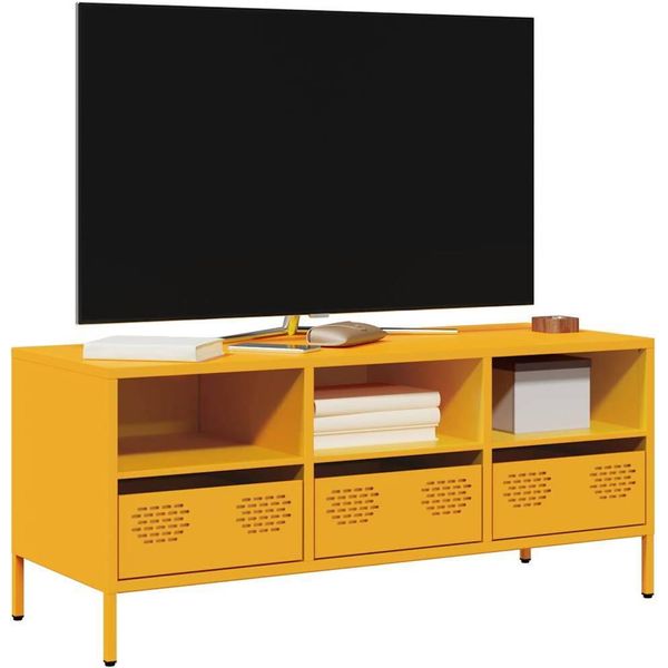 Maison Exclusive - Mobile Tv Giallo Senape 101,5X39X43,5 Cm Acciaio Laminato A Freddo-image