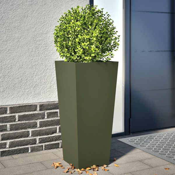 Fioriera Bei Cloris 2 Pz. Verde Oliva 35X35X75 Cm Acciaio - Aiuole Nuovo6836869 1Pacco-image