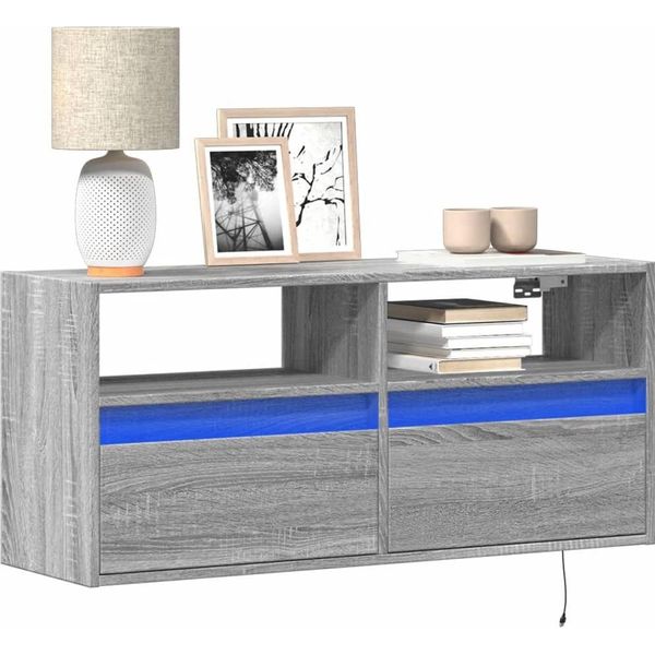 Mobile Tv A Parete Resistente Con Illuminazione A Led Grigio Sonoma 100X31X45 Cm - Mobili Tv Octo9829393 1Pacco-image