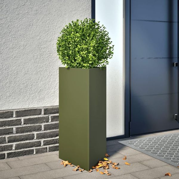 Best MöBel Fioriera 2 Pz. Verde Oliva Triangolare 40X34,5X70 Cm Acciaio - Letti CL3233730 1Pacco-image