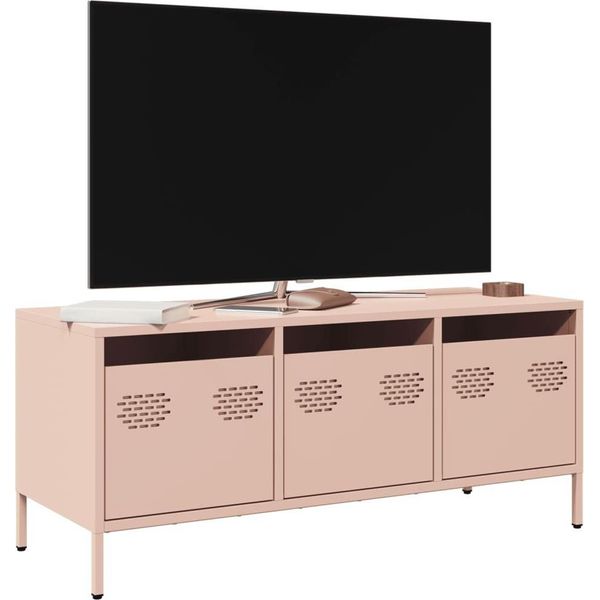 Mobile Tv Di Design Rosa 101,5X39X43,5 Cm Acciaio Laminato A Freddo - Mobili Tv 2025 Nuovo2181796 1Pacco-image
