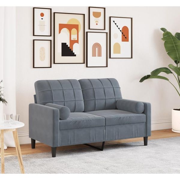 Divano A 2 Posti In Stile Elegante Con Cuscini Decorativi In Velluto Grigio Scuro Da 120 Cm - Classic Sofas Hommie7880831 2Parcel-image