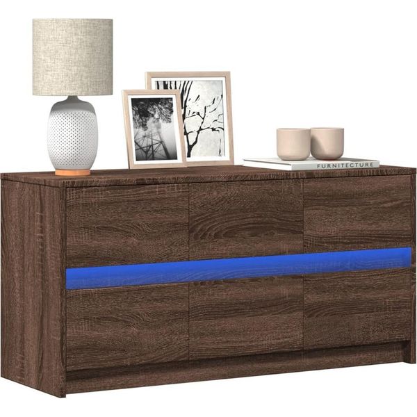 Maison Exclusive - Mobile Tv Con Illuminazione A Led Effetto Rovere Marrone 100X34X50 Cm-image