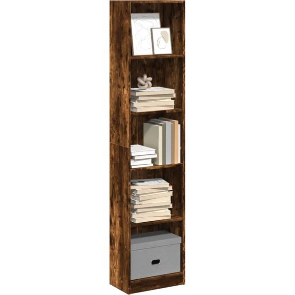 Pratica Libreria In Rovere Fumé 40X24X176 Cm In Legno Composito - Librerie ,Mobili Di Design 2892602 1Pacco-image
