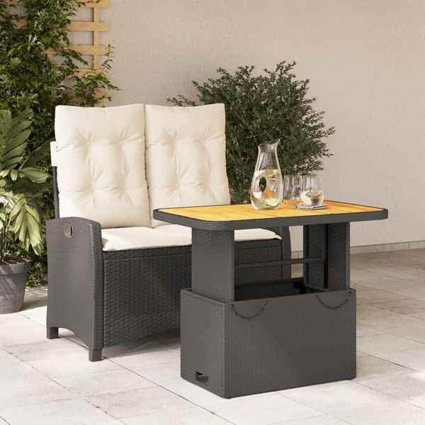 Best MöBel GartenmöBel Set BalkonmöBel-Set 2-Tlg. Garten-Essgruppe Mit Kissen Schwarz Poly Rattan - Set Mobili Da Giardino Cloris Neu2275808 2Parcel-image