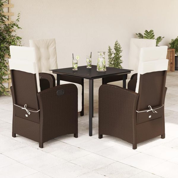 Bei Cloris Set Di Mobili Da Giardino Set Di Mobili Da Balcone Set Da Pranzo Da Giardino 5 Pezzi Con Cuscini Marrone Poly Rattan - Set Di Mobili Da Giardino New1330314 3Parcel-image