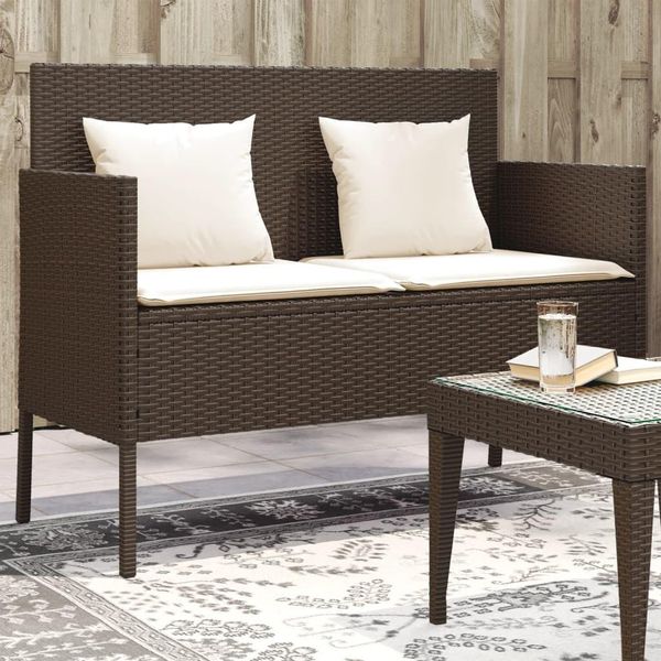 Panchina Da Giardino Semplice Con Cuscini In Poly Rattan Marrone - Panchine Da Giardino DE8210779 1Pacco-image