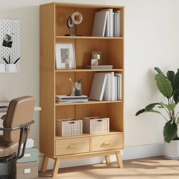 Pratica Libreria Olden 4 Scomparti In Pino Massiccio Marrone - Librerie ,Mobili Di Design 9879826 2Parcel-image