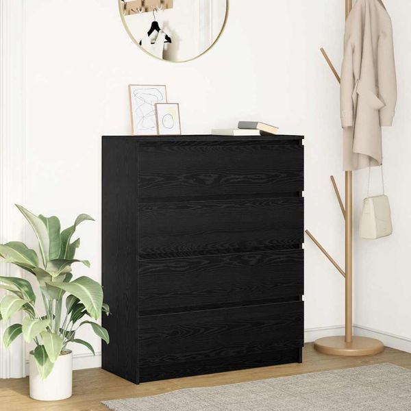 Best MöBel Credenza In Vetro Effetto Rovere Nero 80X35X99 Cm Materiale Legno - Cassettiere Cloris Neu8668921 2Parcel-image