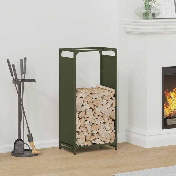 Bei Cloris Porta Legna Verde Oliva 44X28X90 Cm Acciaio Laminato A Freddo - Porta Legna Nuovo5568913 1Pacco-image