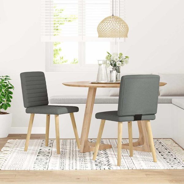 Sedie Da Pranzo In Stile Elegante 2Pz. Tessuto Grigio Scuro - Sedie Da Pranzo Hommie1751067 1Pz-image