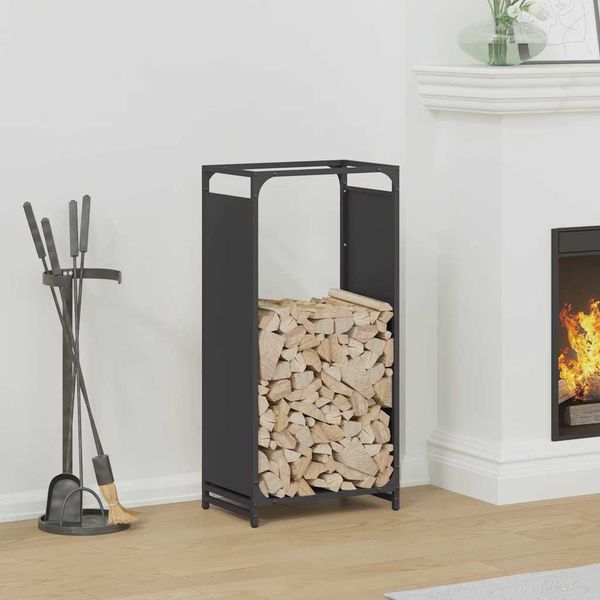 Pratico Porta Legna Da Ardere Nero 44X28X90 Cm Acciaio Laminato A Freddo - Porta Legna Da Ardere ,Mobili Di Design 3020776 1Pacco-image