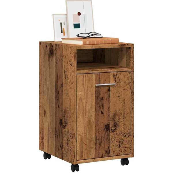 Best MöBel Vetrina Armadio Con Rotelle Effetto Legno Vecchio 33X38X60 Cm Materiale Legno - Cassettiere Cloris New3556263 1Pacco-image