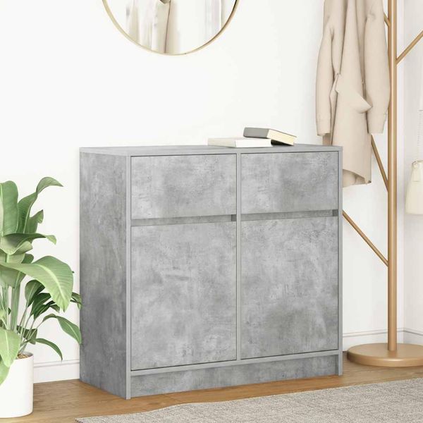 Maison Exclusive - Credenza Con Cassetto Grigio Cemento 80X34X76 Cm Materiale Ligneo-image
