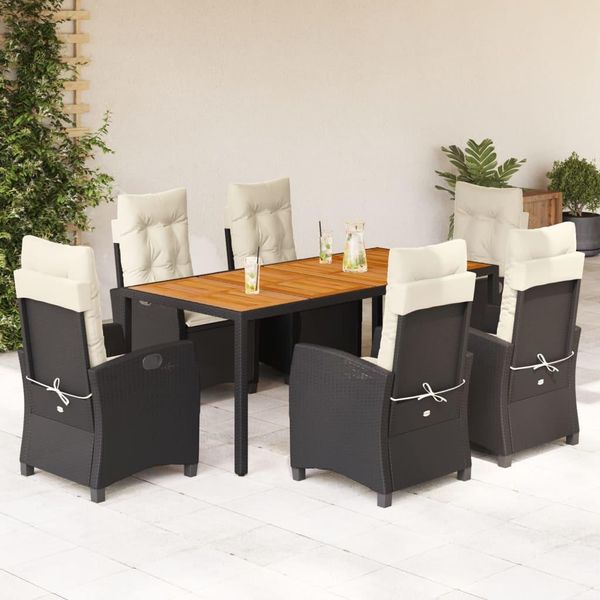 Bei Cloris Set Di Mobili Da Giardino Set Di Mobili Da Balcone Set Da Pranzo Da Giardino 7 Pezzi Con Cuscini Nero Poly Rattan - Set Di Mobili Da Giardino New2576054 4Parcel-image