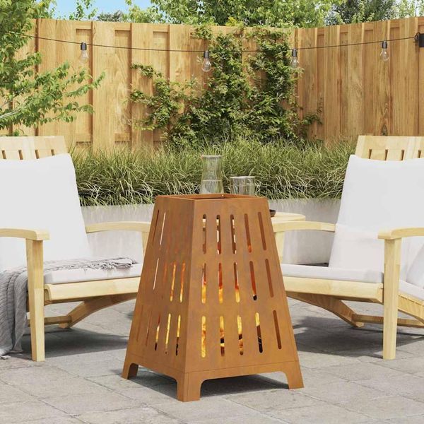 Design New Fire Pit Brown 50 X 50 X 70 Cm In Acciaio Resistente Alle Intemperie - Cestini E Ciotole Per Il Fuoco Mobili2025 CHY6398651 1Pacco-image