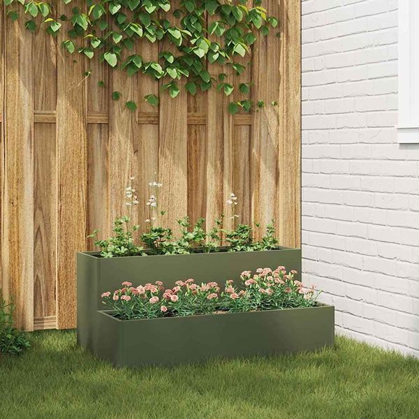 Best MöBel Vaso Da Giardino Verde Oliva 100 X 60 X 45 Cm Acciaio - Aiuole Cloris New6108159 1Pacco-image
