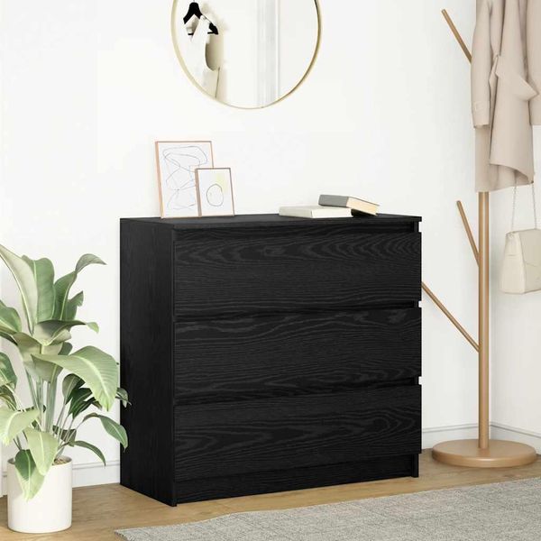 Maison Exclusive - Credenza Effetto Rovere Nero 80X35X76 Cm Materiale Ligneo-image